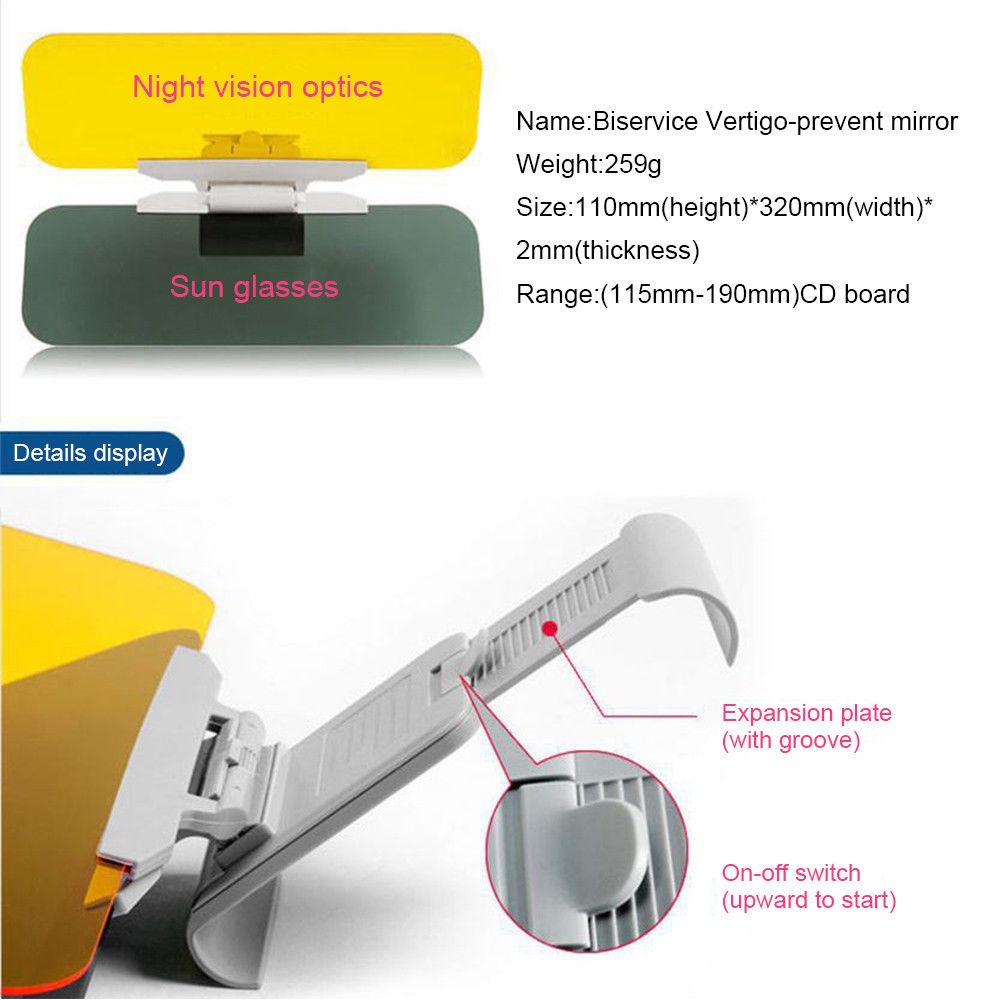 HD Car Anti-Glare & Dazzling Goggle Sunvisor Day Night Vision Driving Sun Visors Glasses As shown - Image 3