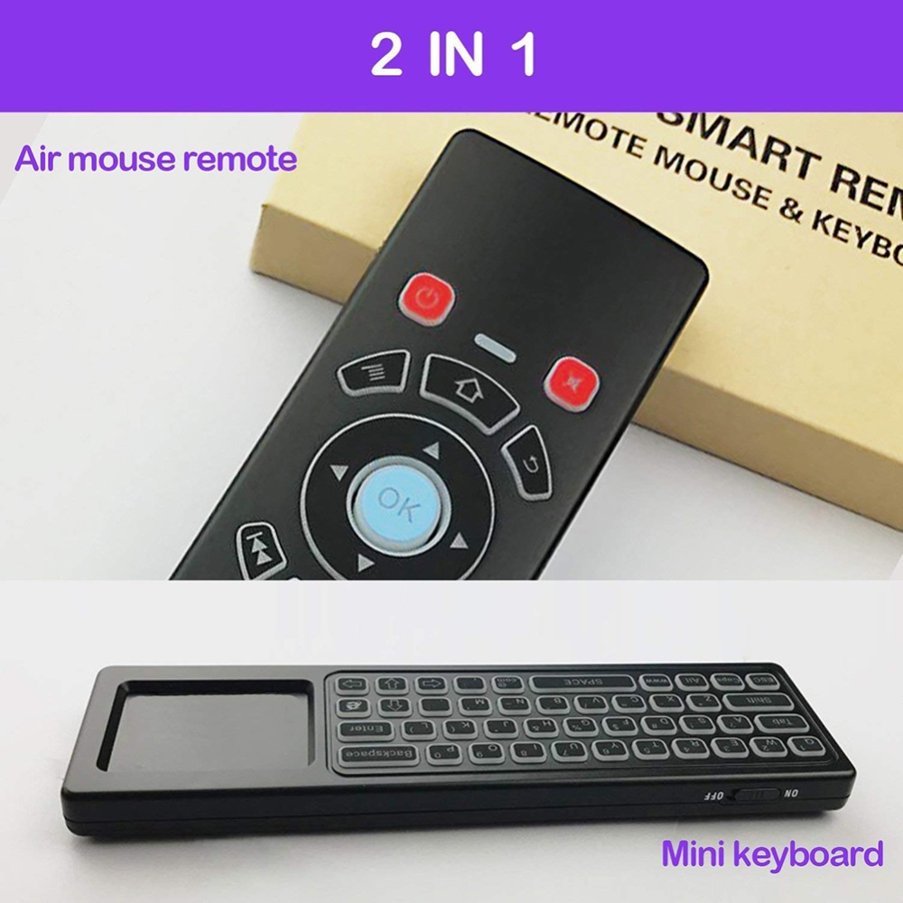 2.4GHz Mini Wireless Keyboard Air Remote Control Mouse Touchpad with Colorful Backlit for Android TV Box, HTPC, IPTV, PC black - Image 2