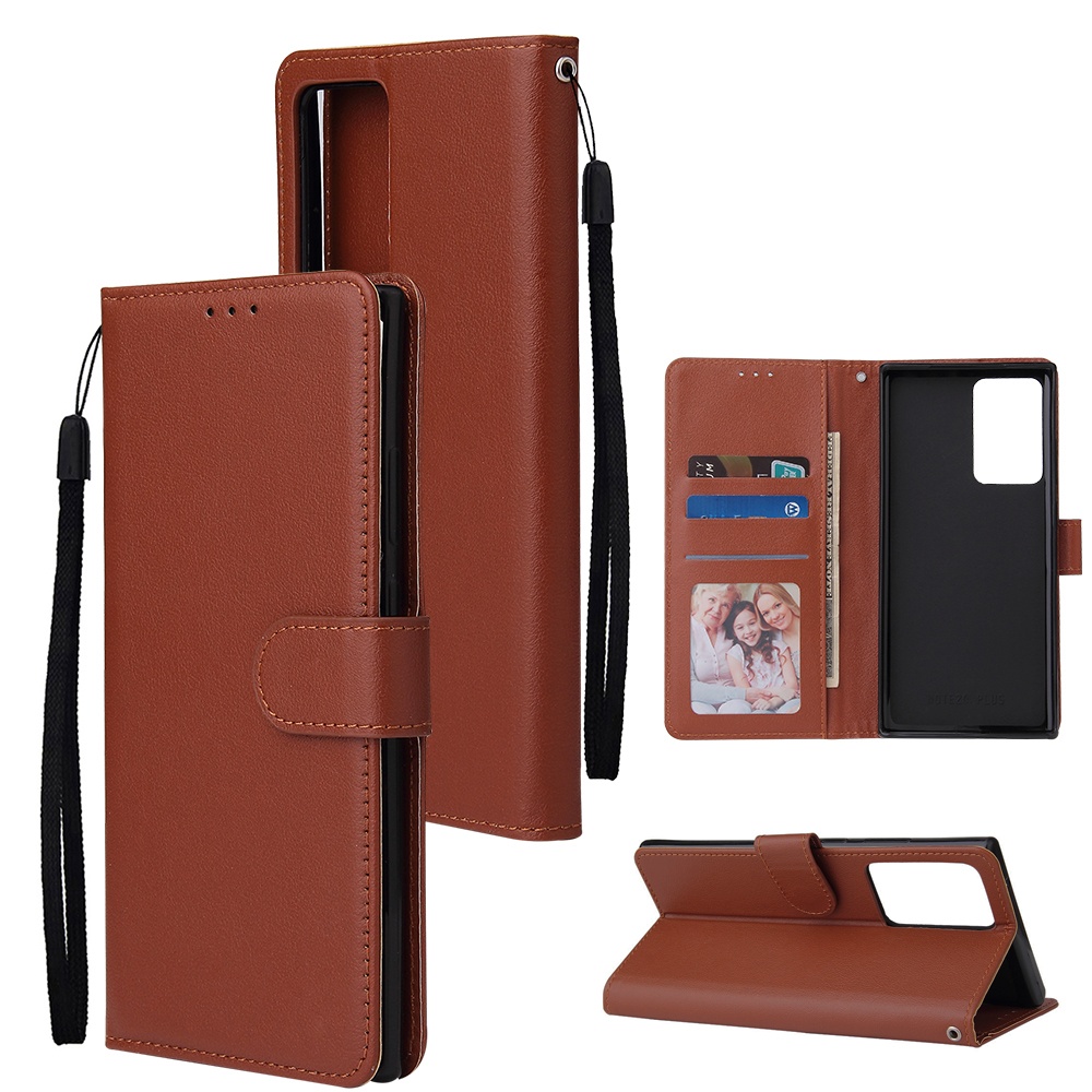 For HUAWEI PSmart 2020/Y5P/Y6P PU Leather Mobile Phone Cover with 3 Cards Slots Frame brown - Image 3