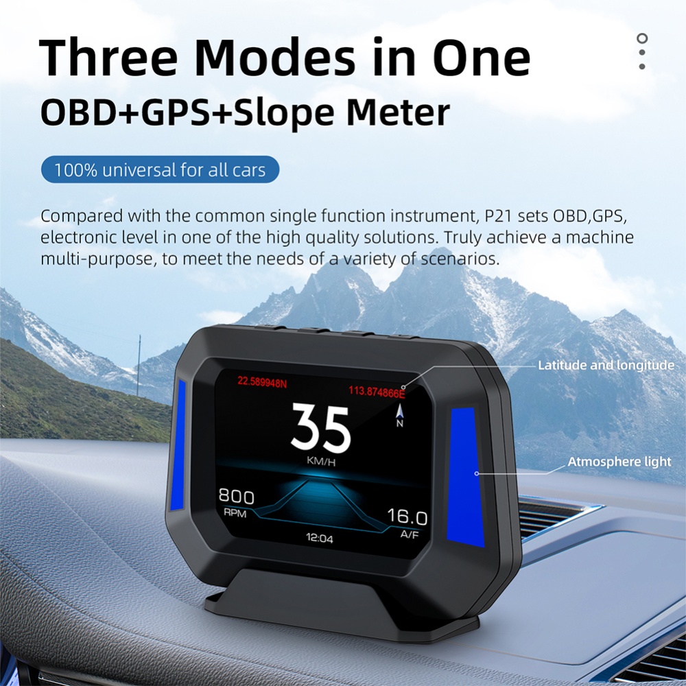 Portable Car Hud Head-up Display Universal Obd High-definition Computer Gps Mode Function Multi-function Meter black - Image 3