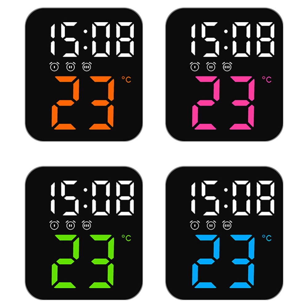 Led Electronic Digital Alarm Clock With Temperature Time Date Display 2 Levels Adjustable Brightness Bedside For Home Decor green - Image 2