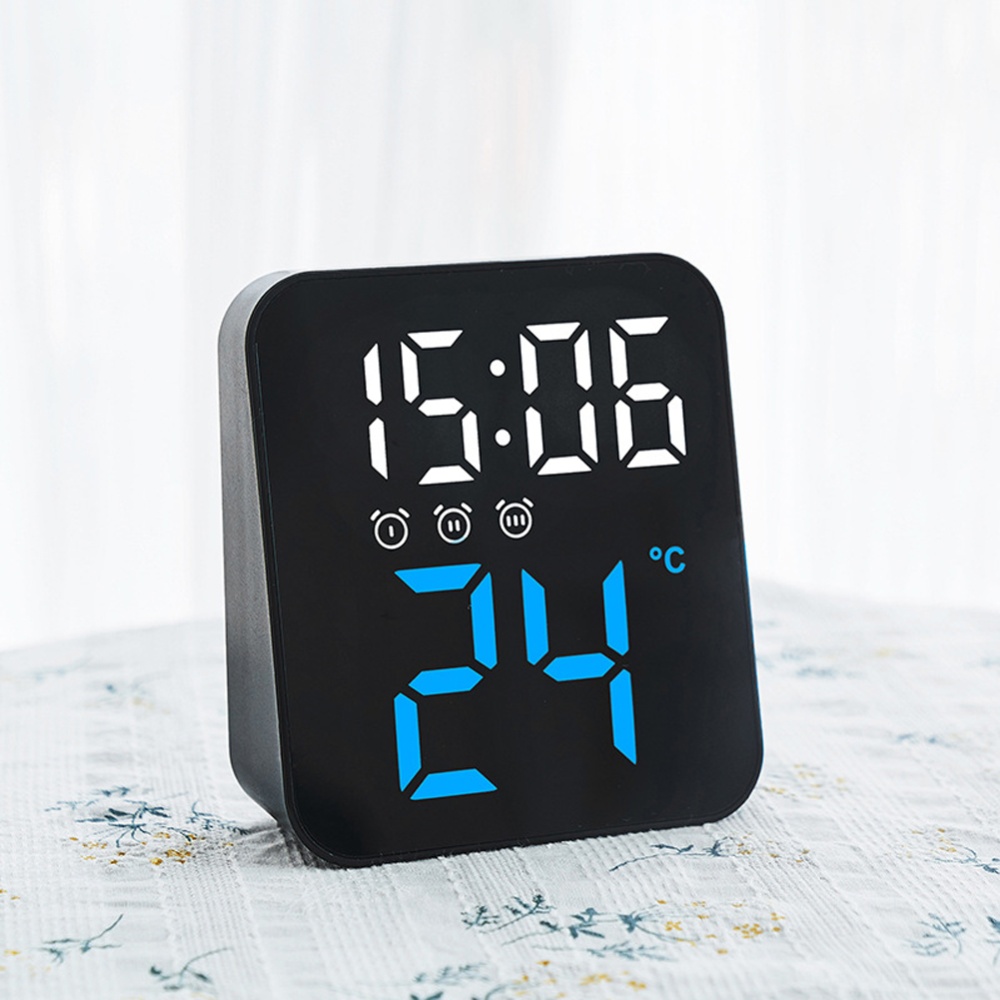 Led Electronic Digital Alarm Clock With Temperature Time Date Display 2 Levels Adjustable Brightness Bedside For Home Decor green - Image 3