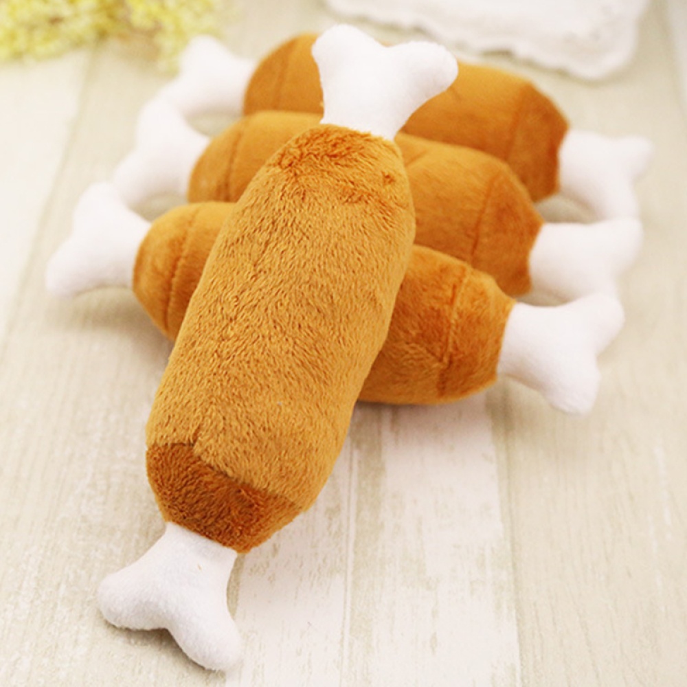 Lovely Pet Dog Squeaker Toys Puppy Chew Squeaky Sound Plush Chicken Drumstick Design Toy For Small Dogs Pets - Image 3