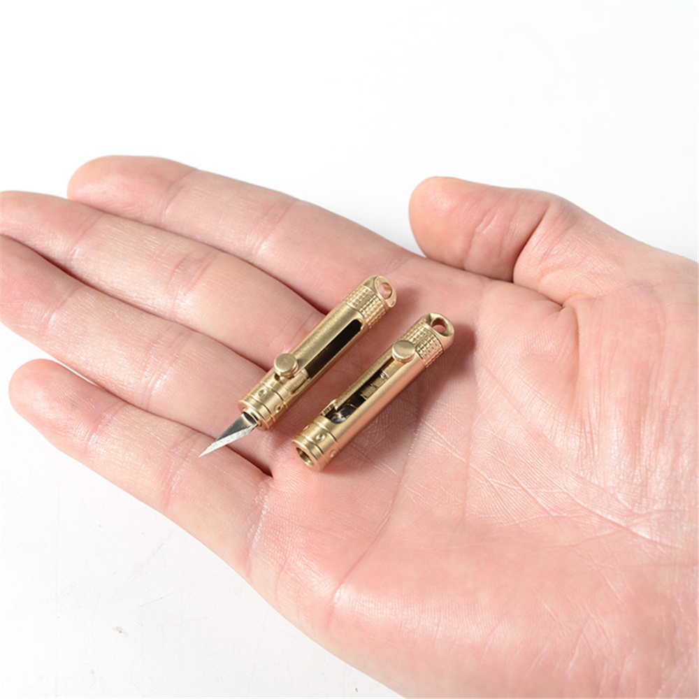 Brass Mini Paper Cutter Self-defense Keychain Outdoor Portable Art Blade Bolt Knife - Image 3