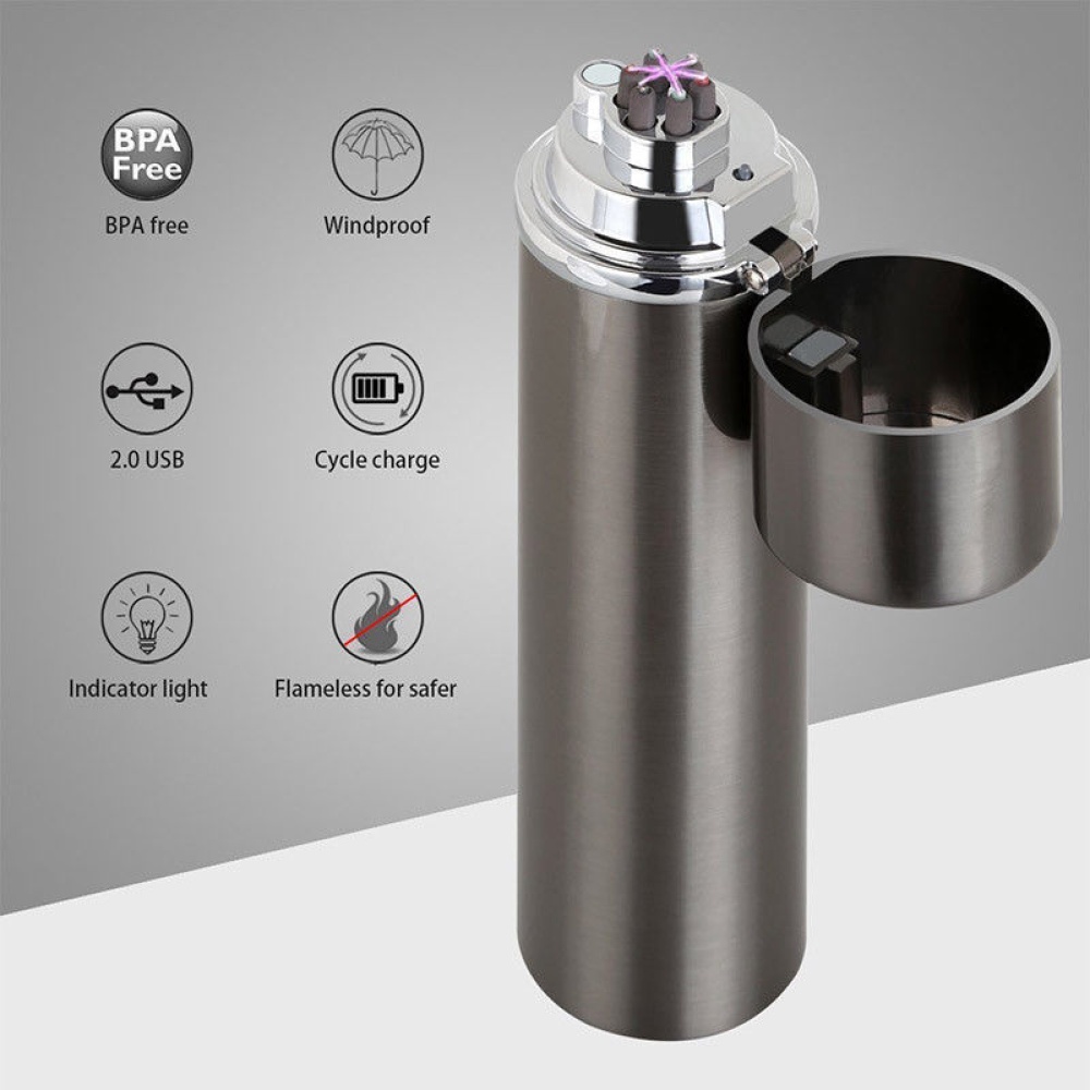 Electric USB Recharging Triple Arc 6 Cross Plasma Windproof Flameless Lighter Silver - Image 3