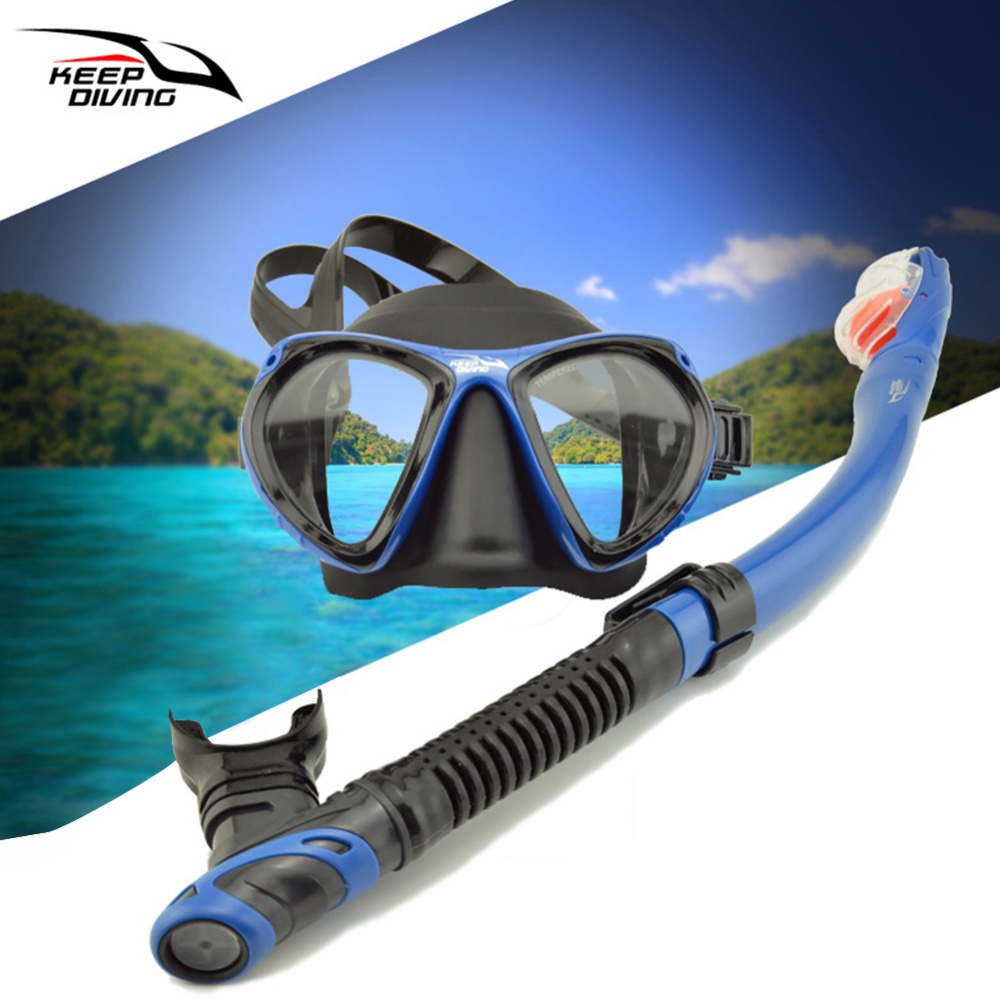 DM406+SN506 Professional Full-dry Snorkeling Mask Foldable for adult Scuba Diving blue_Colorful tube lens eyeglass set - Image 2