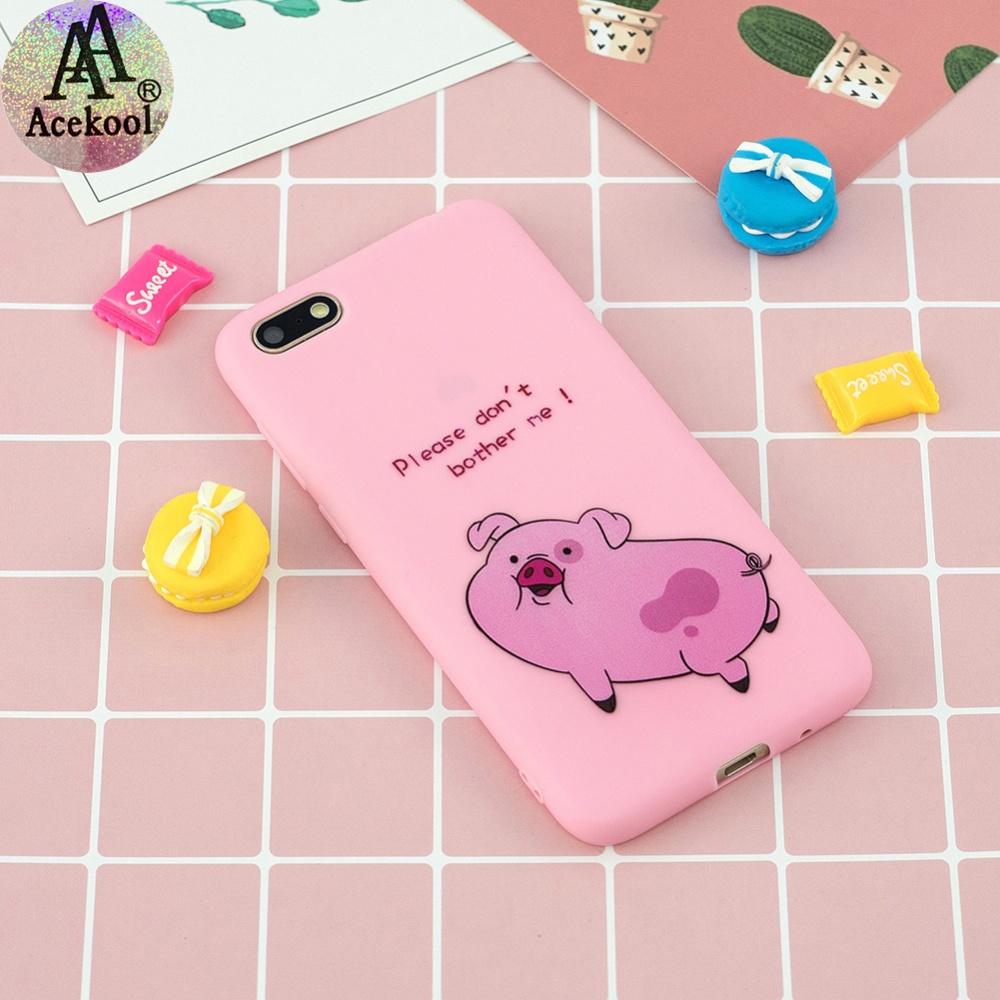 Acekool for HUAWEI Y5 2018 Cartoon Lovely Coloured Painted Soft TPU Back Cover Non-slip Shockproof Full Protective Case with Lanyard Rose re - Image 3