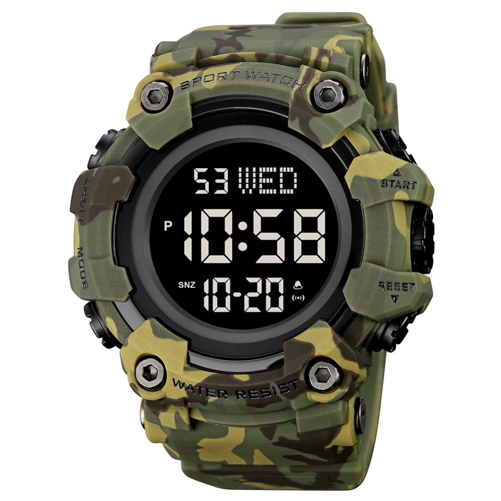 SKMEI Men Sports Watches Waterproof Alarm Clock Calendar Multi-functional Big Numbers Digital Wrist Watch green camouflage - Image 3