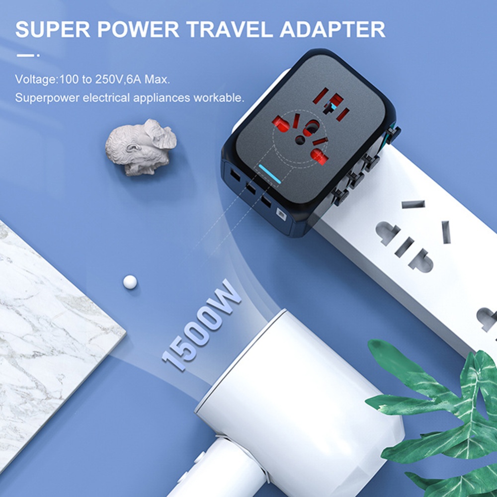 Travel Adapter Type-c Charging Port Socket 309bt Multi-functional Stand for Business White - Image 3