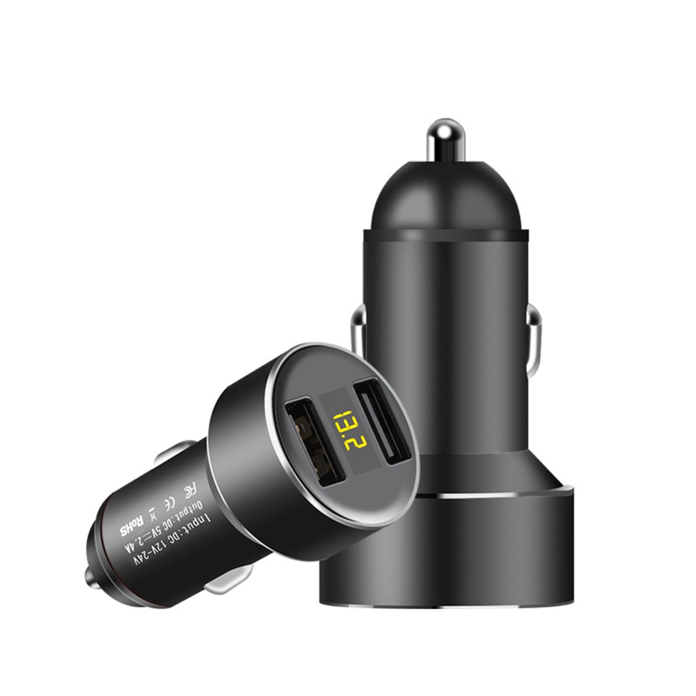 Dual Usb Car Charger Digital Display Multi-functional Constant Temperature Charging Adapter Vehicle Parts grey - Image 2