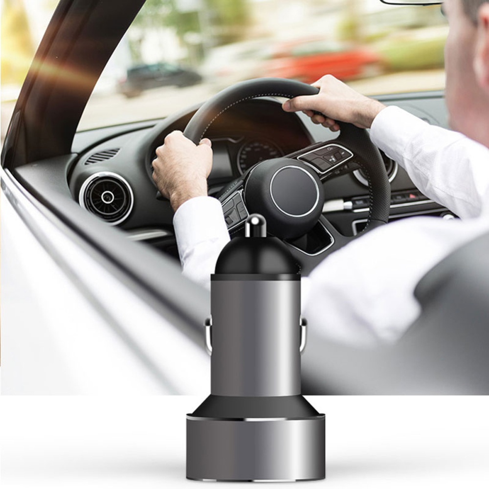 Dual Usb Car Charger Digital Display Multi-functional Constant Temperature Charging Adapter Vehicle Parts grey - Image 3