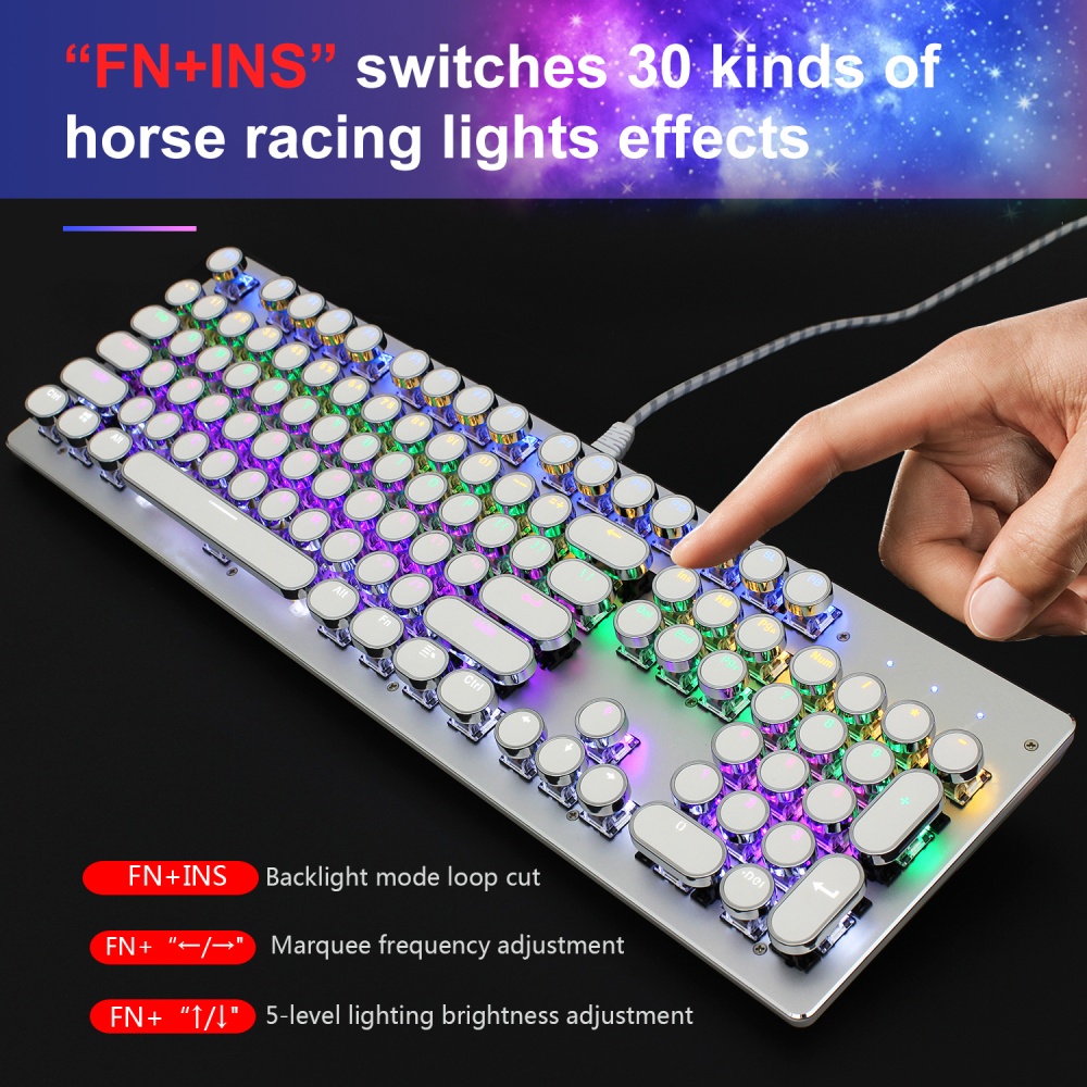 Wired Gaming Keyboard Mechanical Feeling Multi Backlit Effect Mode USB 104 Keycaps for PC and Mac Gamers black - Image 3