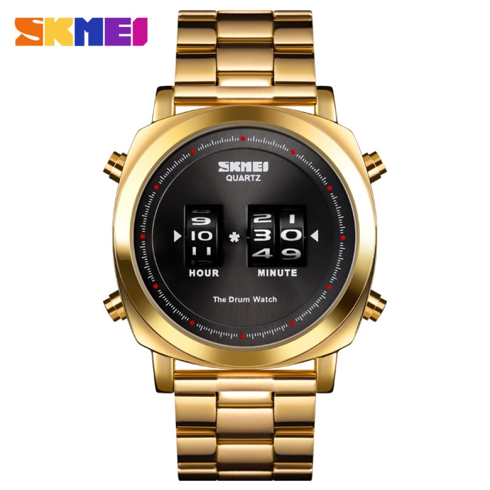 SKMEI Men Watches Quartz Wristwatch Fashion Steel Watchband Casual Roller Watch Black 2 - Image 2