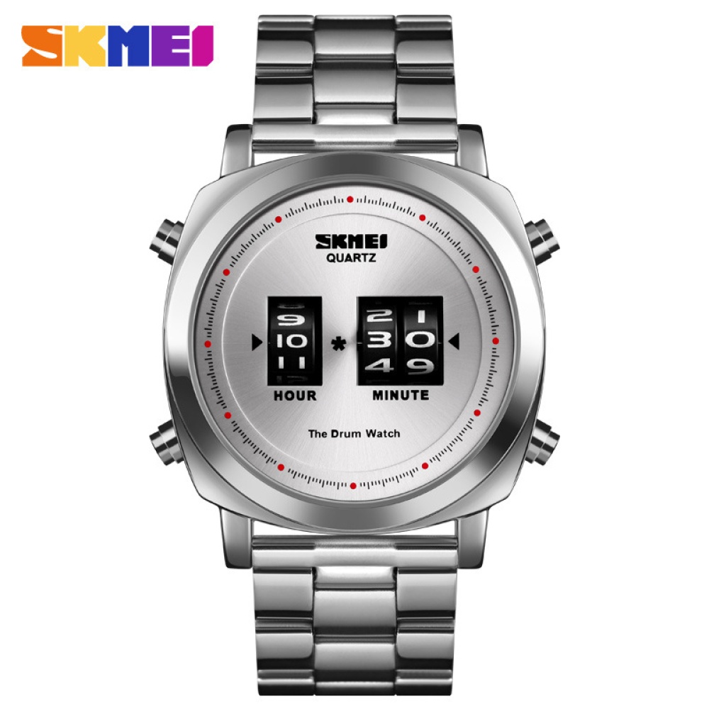 SKMEI Men Watches Quartz Wristwatch Fashion Steel Watchband Casual Roller Watch Black 2 - Image 3