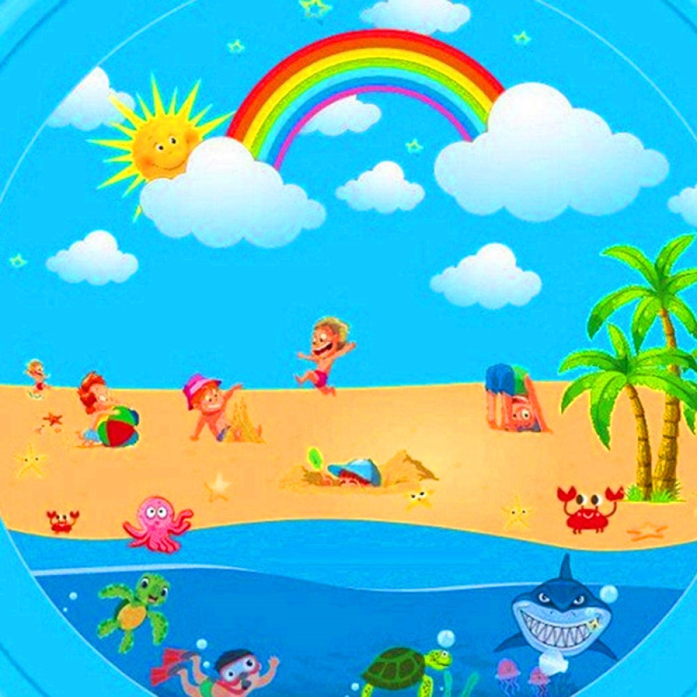 68inch Outdoor Lawn Game Mat Cartoon Pattern Water Spray Toy for Kids Boys Girls Rainbow spray mat 170cm - Image 2