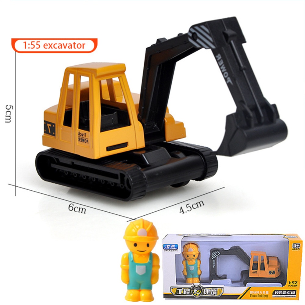 Medium-sized Alloy Children Pull Back Car Toy Fire-fighting Engineering Vehicle Multiple Simulation Model back excavator - Image 3