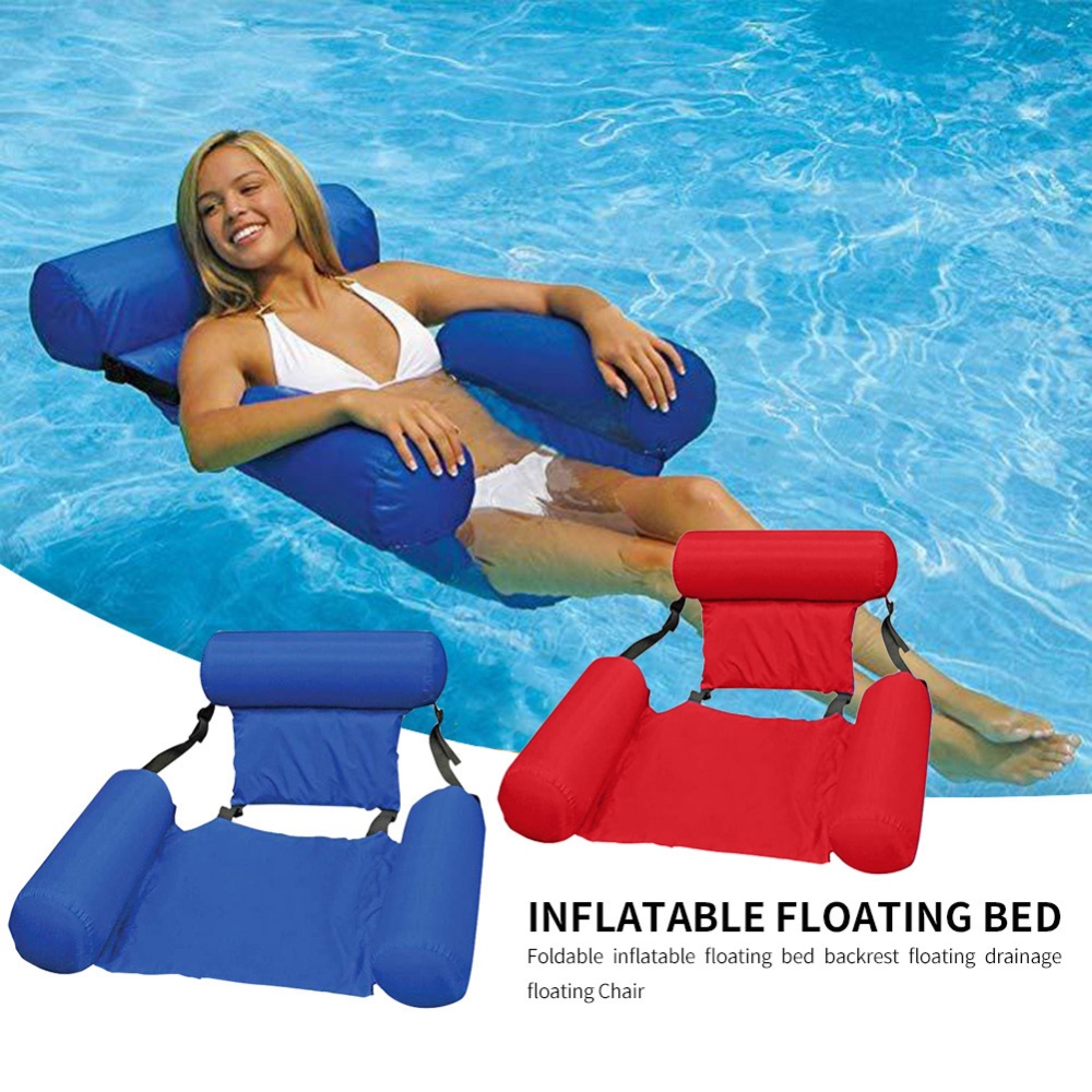 Summer Inflatable Foldable Floating Row Swimming Pool Water Hammock Air Mattresses Bed Beach Sports Lounger Chair Orange - Image 2