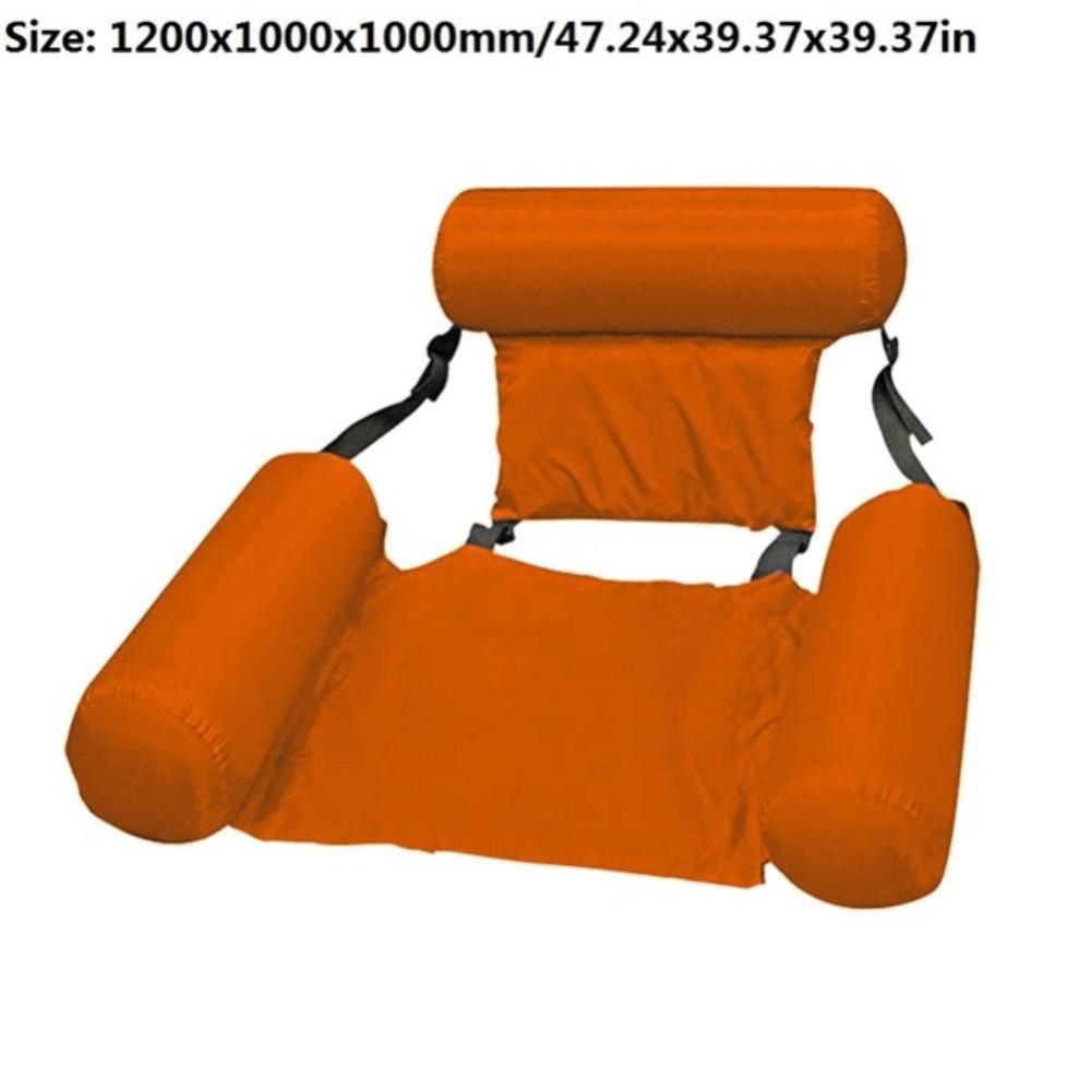 Summer Inflatable Foldable Floating Row Swimming Pool Water Hammock Air Mattresses Bed Beach Sports Lounger Chair Orange - Image 3