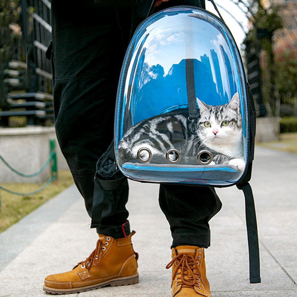 Breathable Pet Cat Dog Backpack Space Capsule Travel Bag for Outdoor Carrying red - Image 3