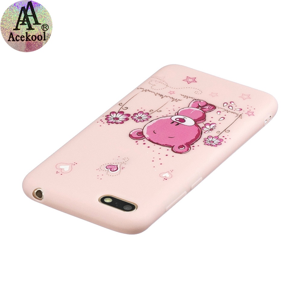 Acekool for HUAWEI Y5 2018 Cartoon Lovely Coloured Painted Soft TPU Back Cover Non-slip Shockproof Full Protective Case with Lanyard Light p - Image 3