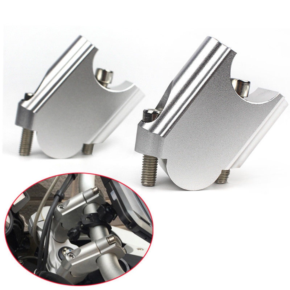 CNC Machining Handlebar Risers Bar Clamp Extend Adapter with Bolts for BMW F800R 15-17 Silver - Image 2