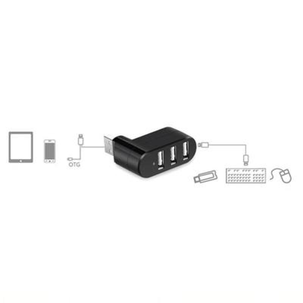 Mini 3 Ports USB2.0 HUB Rotate USB Adapter for PC Desktop Laptop Notebook black - Image 3