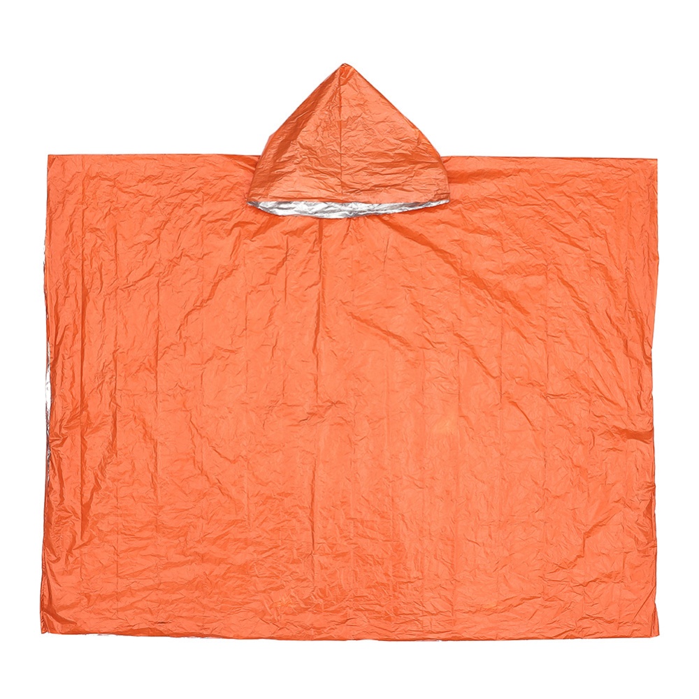 Outdoor Portable Rain Coat Multifunctional Thickened Reflective Raincoat Hooded Emergency Poncho orange - Image 2