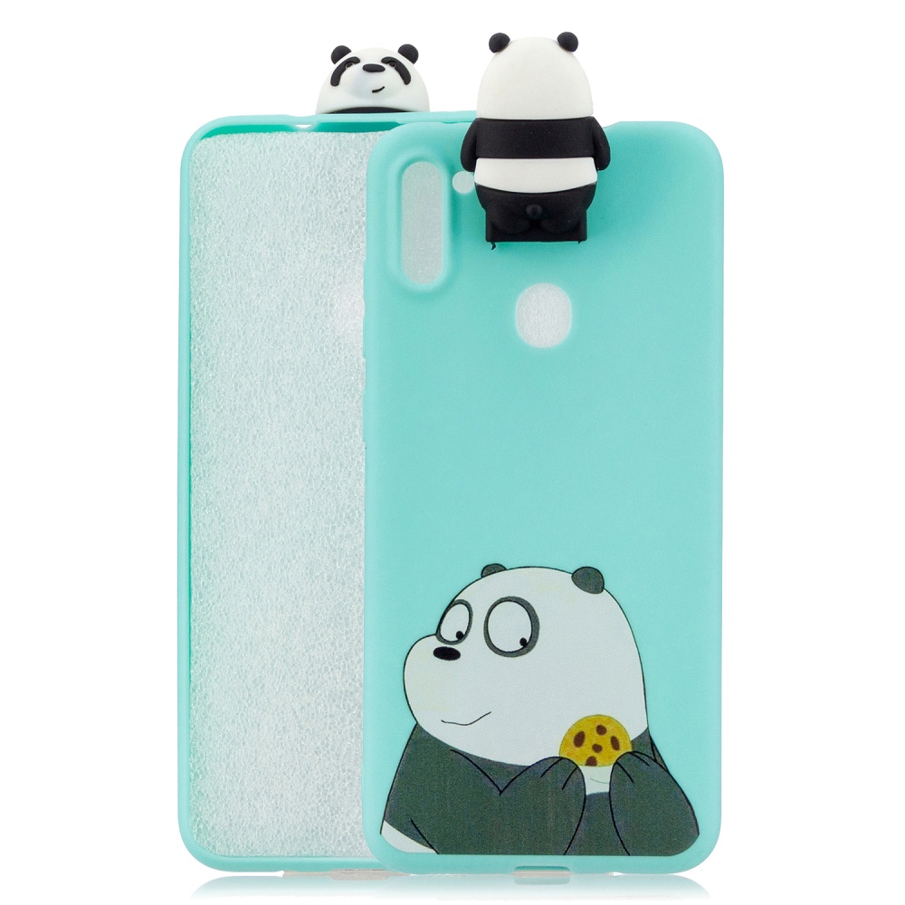 For Samsung A11 Soft TPU Back Cover Cartoon Painting Mobile Phone Case Shell with Bracket Striped Bear - Image 3