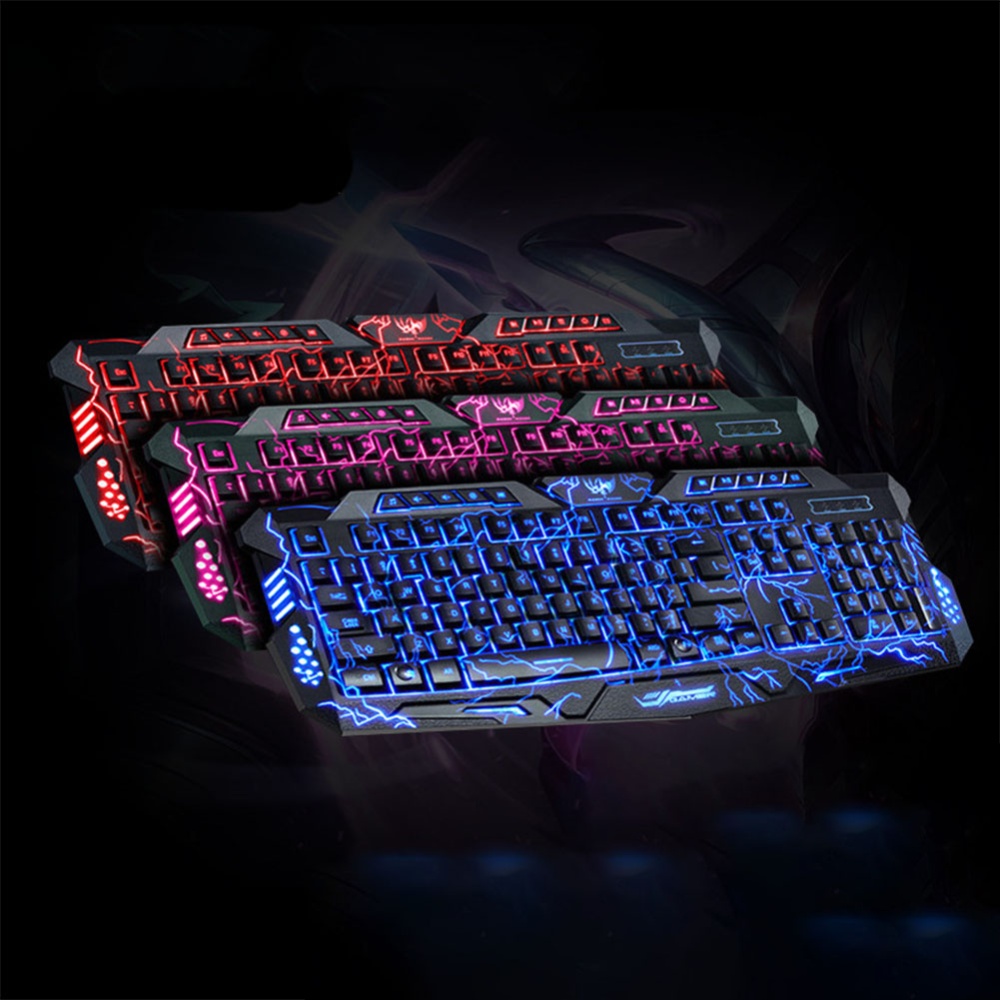 Tri-Color Backlit Computer Gaming Keyboard Teclado USB Powered Game for Desktop Laptop tri-color backlit keyboard - Image 3