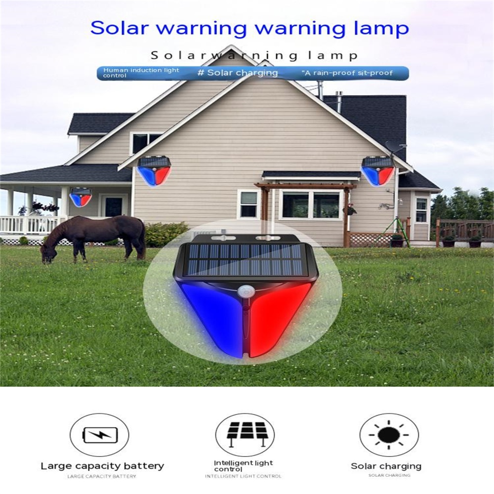 Solar Warning Light Human Body Sensor For Orchards Ranches Fish Ponds Factories Courtyards Villas Warehouses black - Image 3