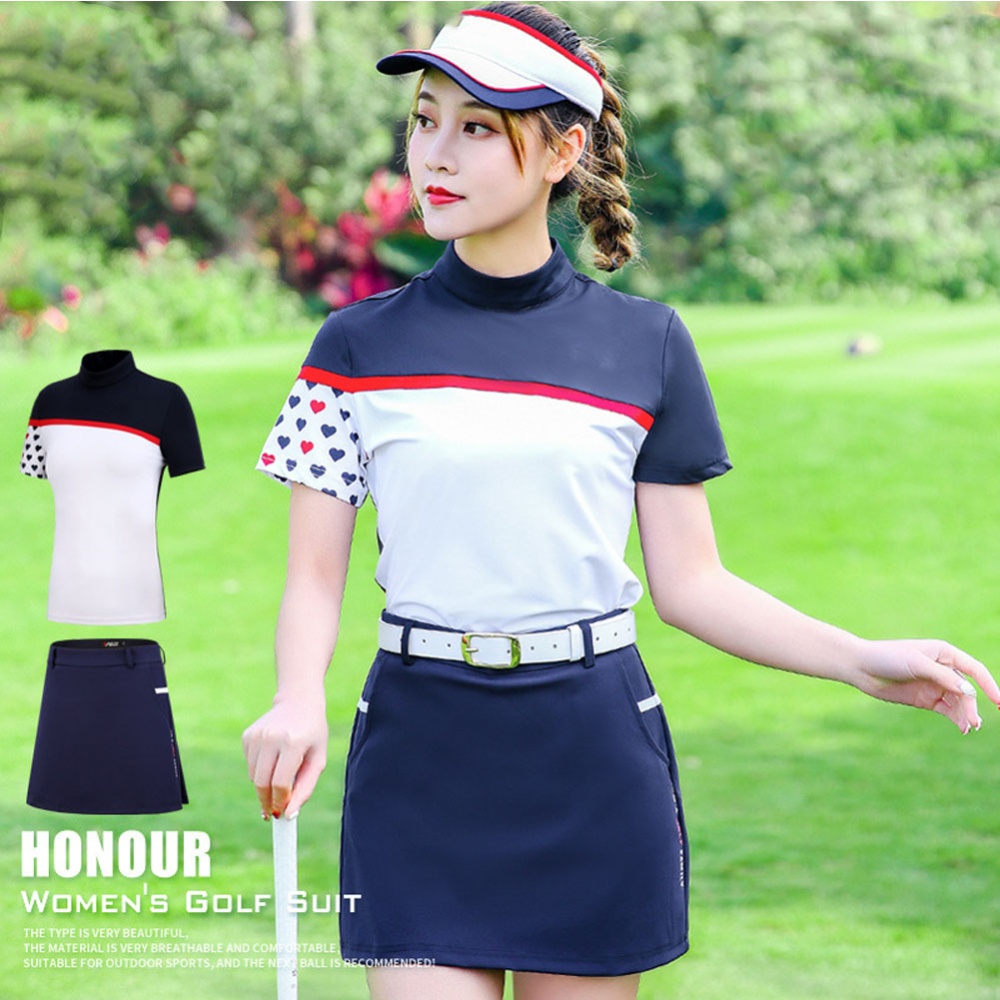 Golf Clothes Female Short Sleeve T-shirt Spring Summer Women Top and Skirt Sport Suit QZ045 skirt_XL - Image 3