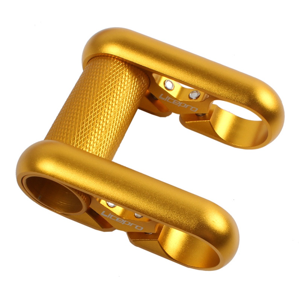 Bicycle Ultra-light Double Stem Riser Aluminum Alloy Handlebar for Folding Bicycels Gold - Image 3