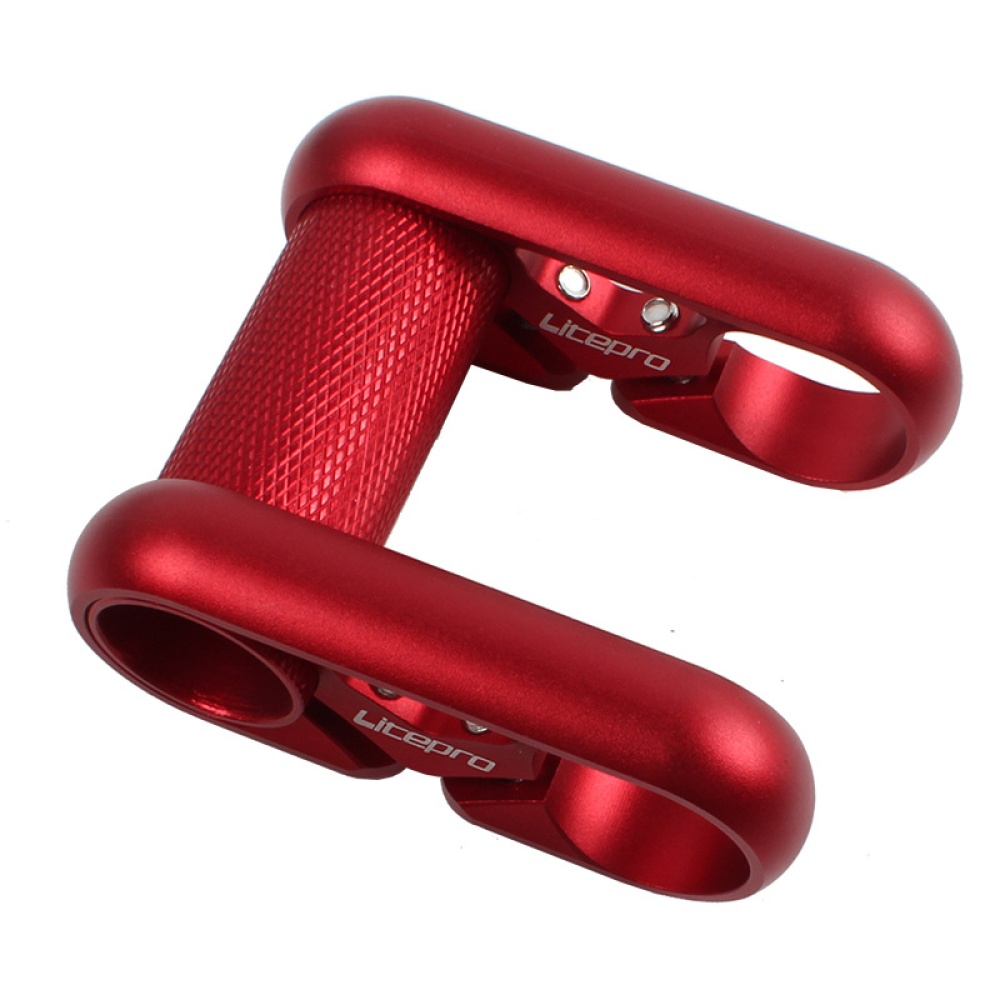 Bicycle Ultra-light Double Stem Riser Aluminum Alloy Handlebar for Folding Bicycels red - Image 3