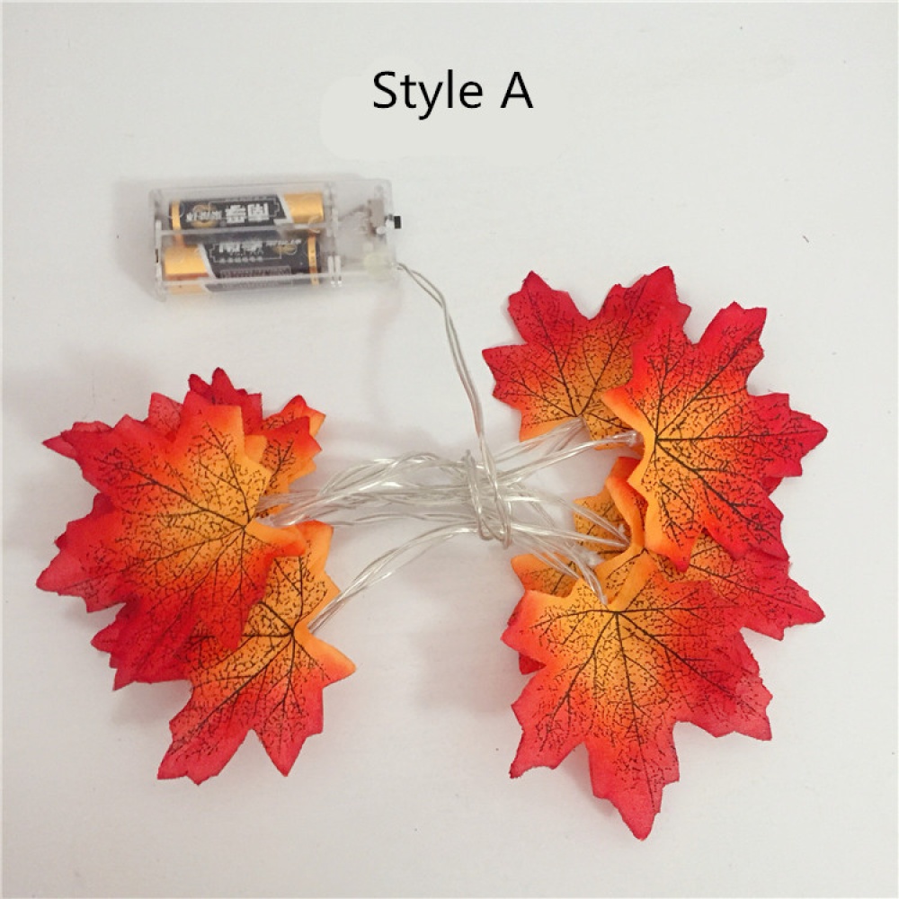 Maple Leaves Shape LED String Light Christmas Halloween Fence Party Stair Railing Decoration Battery Box - Image 2