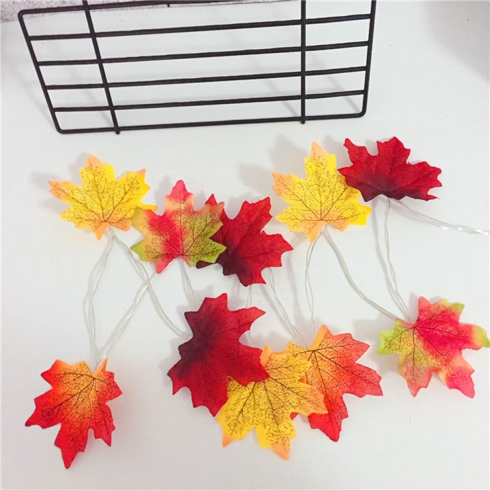 Maple Leaves Shape LED String Light Christmas Halloween Fence Party Stair Railing Decoration Battery Box - Image 3