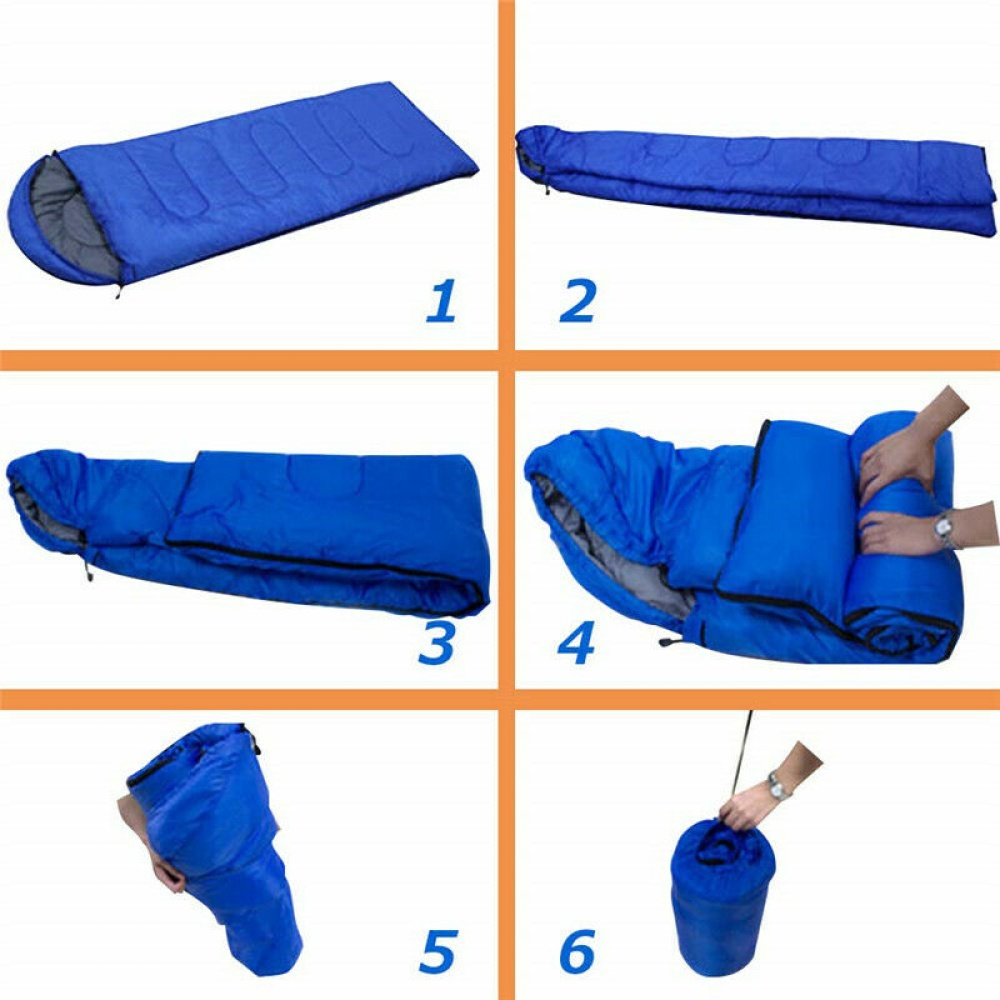 Multifuntional Envelope Sleeping Bag Warm Hooded Summer Bags Outdoor Camping Adult Travel Lazy Sleep blue - Image 2