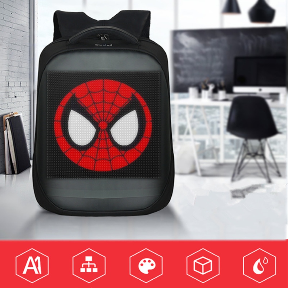 Wifi Smart LED Screen Backpack for Walking Outdoor Advertising black_17 inches - Image 3