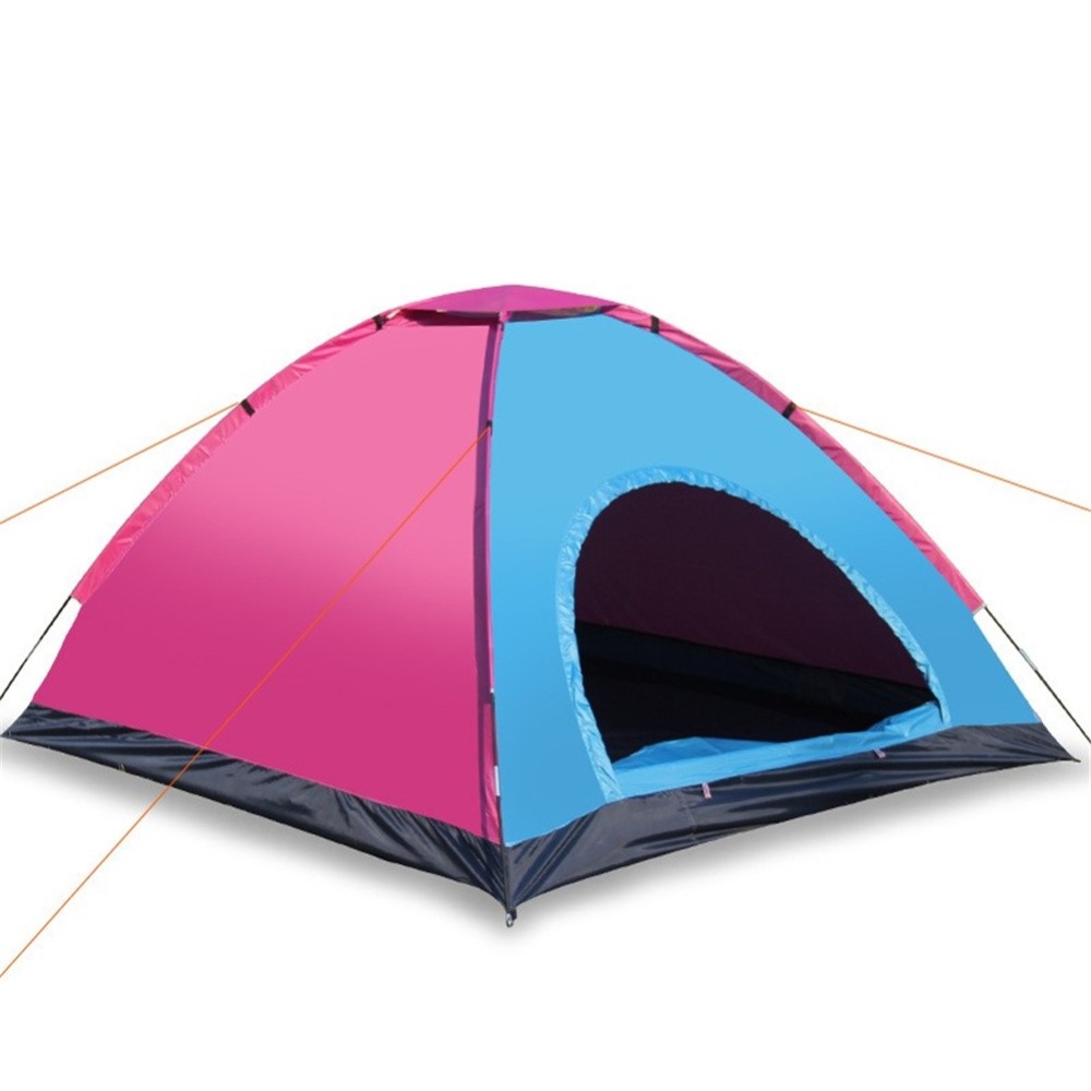 2 Person Tent Windproof Double Door Single Layer Camping Of Oxford Cloth Lake Blue Rose Red - Image 2