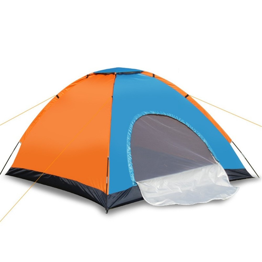 2 Person Tent Windproof Double Door Single Layer Camping Of Oxford Cloth Fruit green orange - Image 2