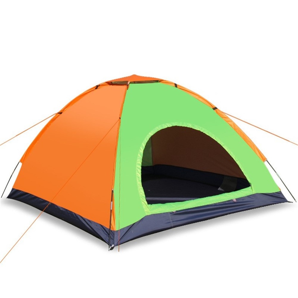 2 Person Tent Windproof Double Door Single Layer Camping Of Oxford Cloth Fruit green orange - Image 3