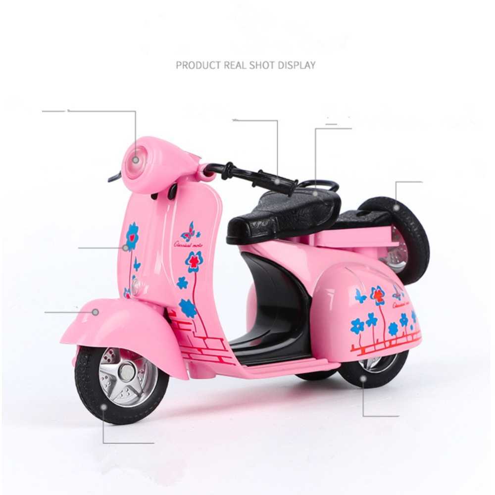 Kids 1:14 Mini Alloy Pull Back Motorbike Modeling Music Light Toy Random Color - Image 3