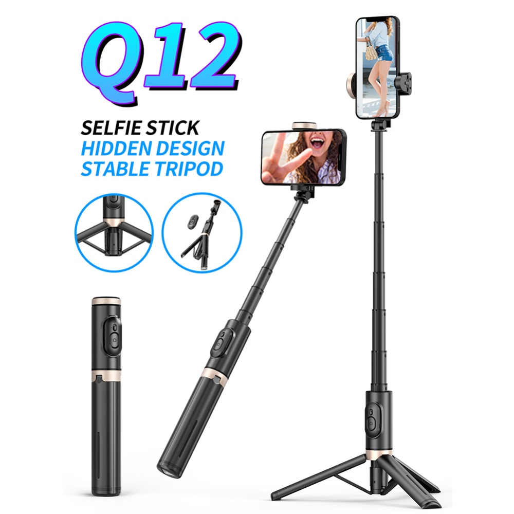 Q12 Mobile Phone Bluetooth Selfie Stick Tripod Portable Multi-functional Live Broadcast Bracket black - Image 2