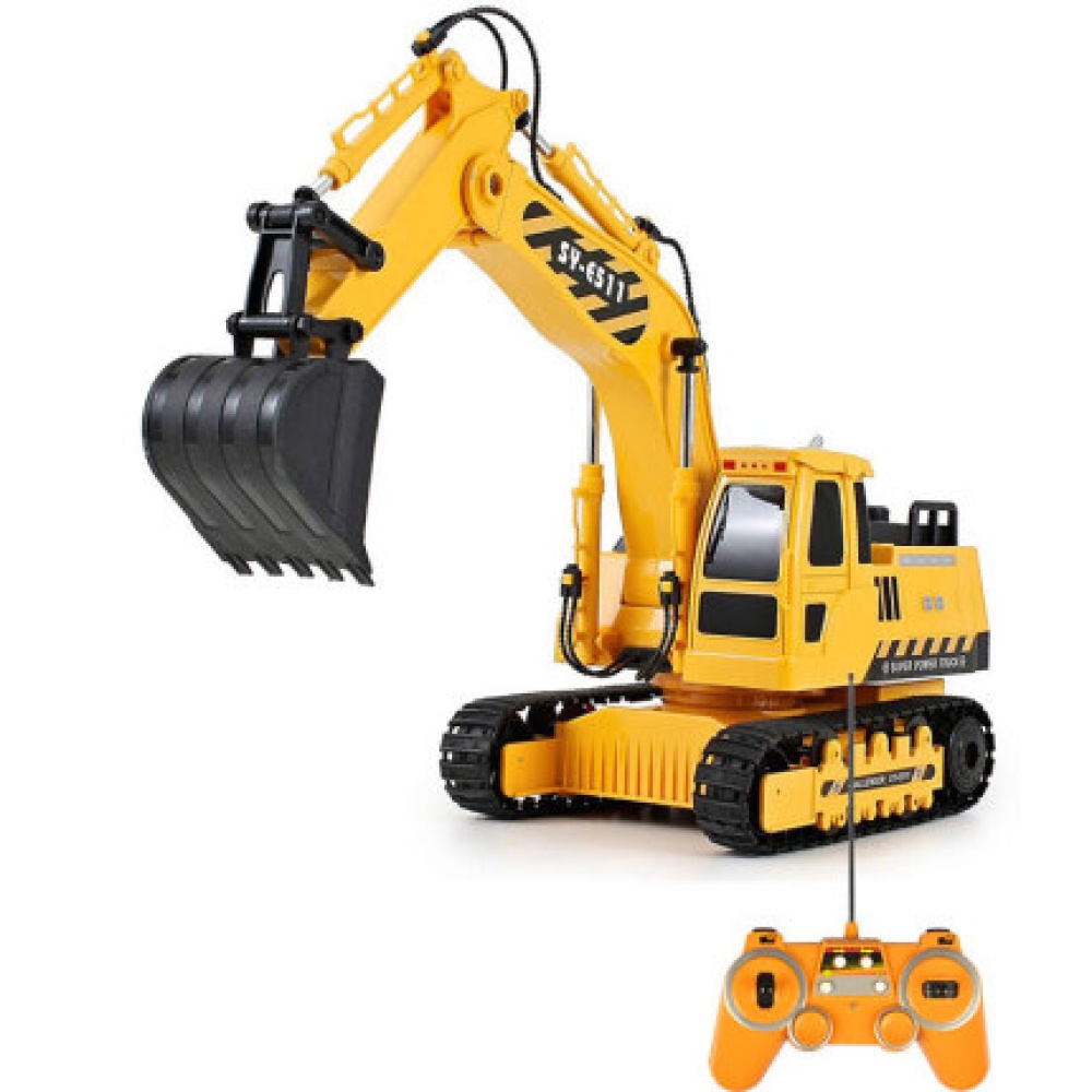 RC Truck Excavator Construction Digger Wireless Bulldozer Remote Control Alloy Birthday Gift yellow - Image 3