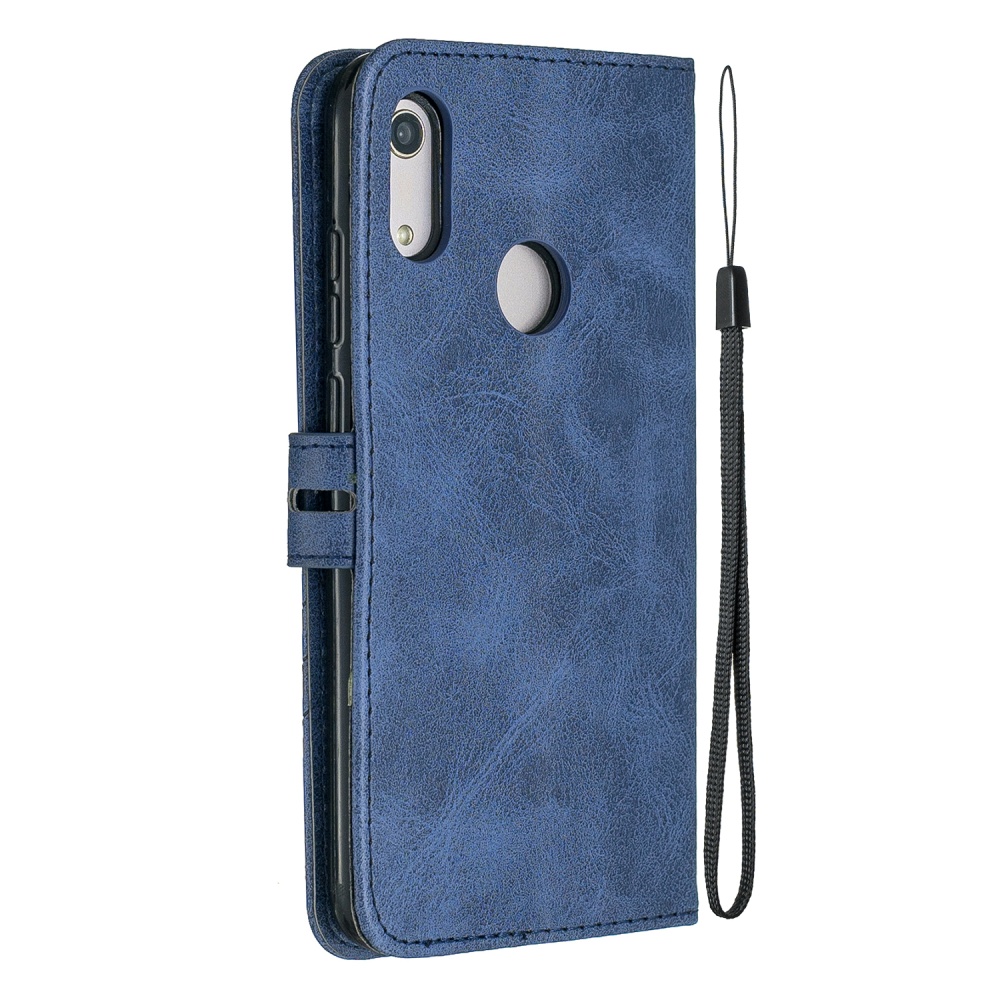 For HUAWEI Y6 2019 Denim Pattern Solid Color Flip Wallet PU Leather Protective Phone Case with Buckle & Bracket yellow - Image 3