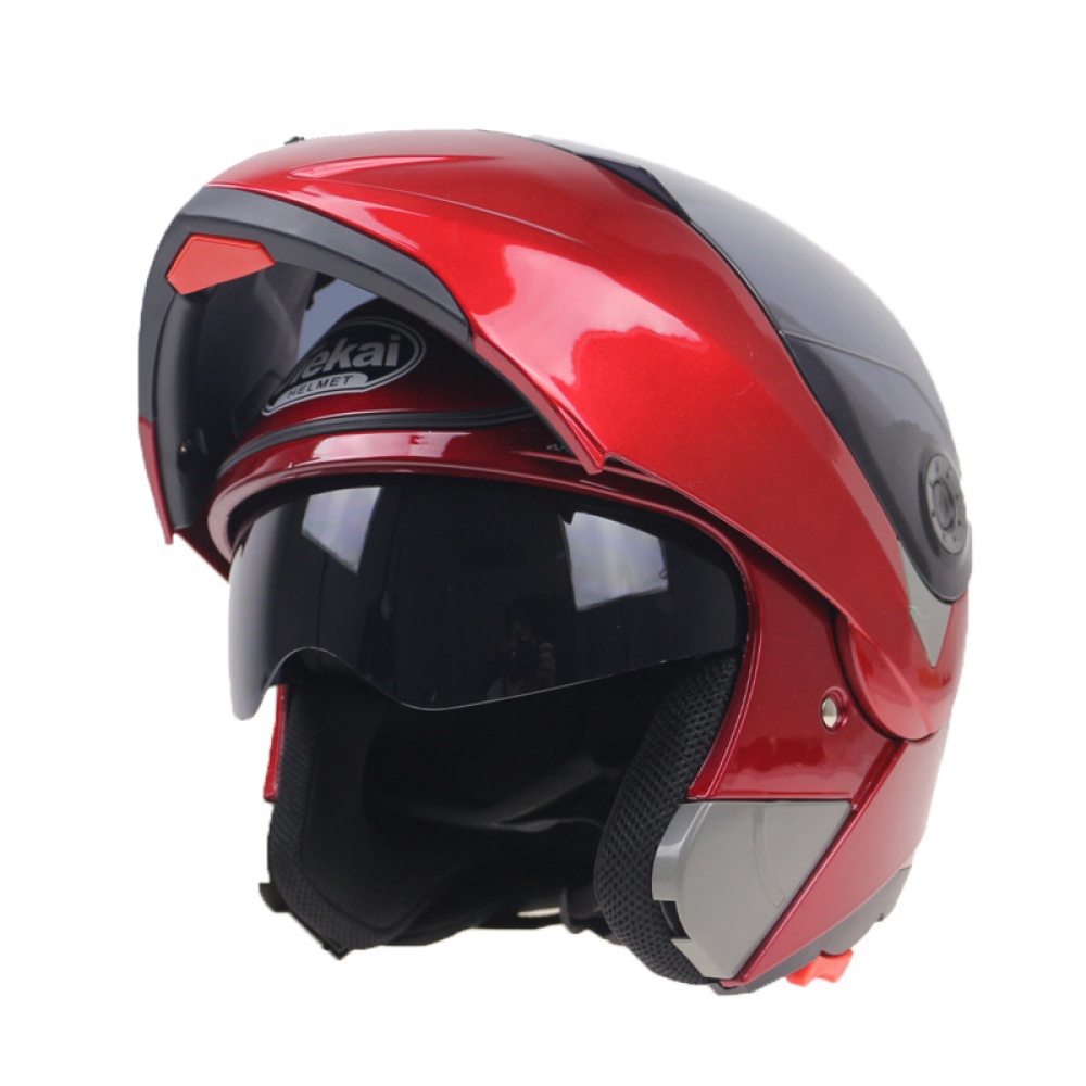 Motorcycle Helmets Flip Up Double Visors Racing Full Face Helmet Matte black M - Image 2