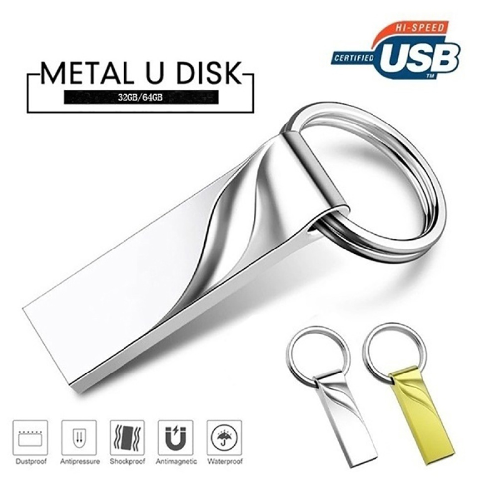 USB 2.0 Memory Waterproof Flash Drive 128GB Pendrive 64GB 16GB 8GB 4GB 32GB Silver - Image 2