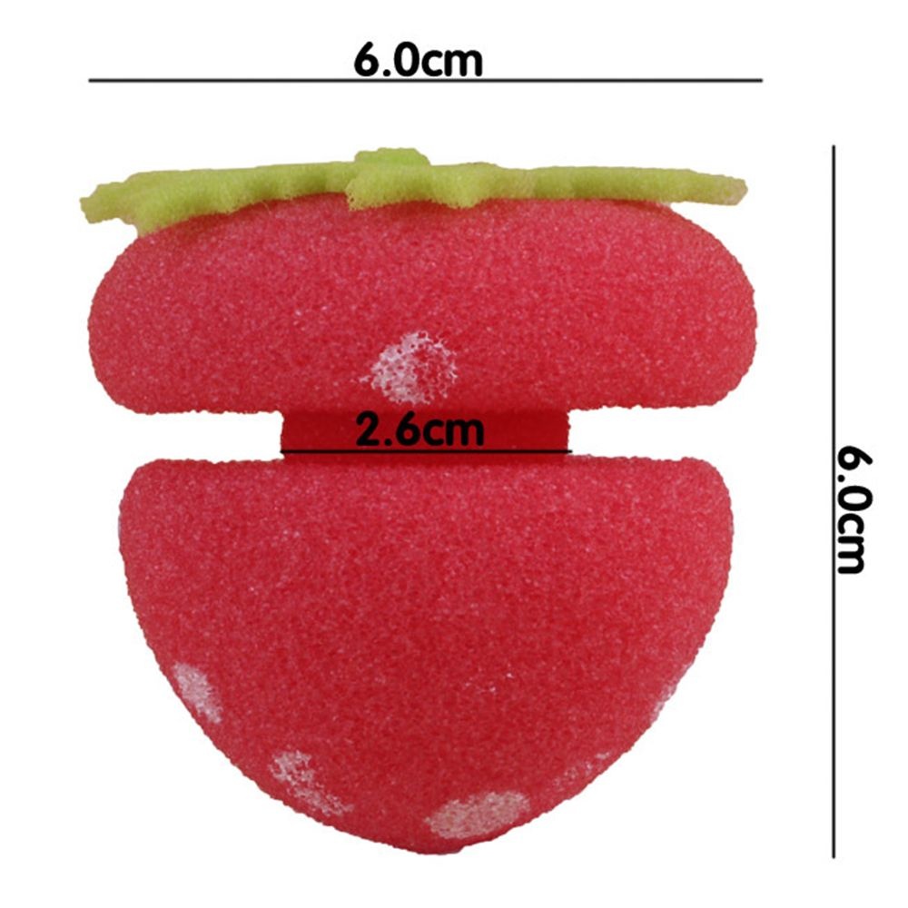 6 Pcs Girls Cute Strawberry Soft Sponge Hair Tool Rollers Curlers DIY Styling red - Image 3