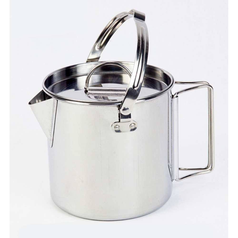 Stainless Steel Camp Cup Camping Soup Coffee Pot Foldable Handle Water Kettle with Cover steel kettle - Image 2