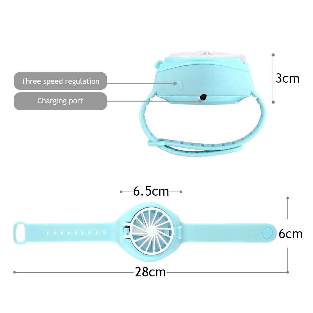 Wrist Type Mini Fan Outdoor Summer Rechargeable USB Pocket Small Watch blue_Fan - Image 3