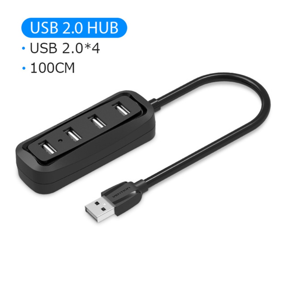 Black High Speed 4 Ports USB Hub Port Portable OTG Splitter for Laptop PC Tablet 15CM - Image 3